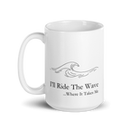 White mug with black 'Wave' logo pattern on a white background